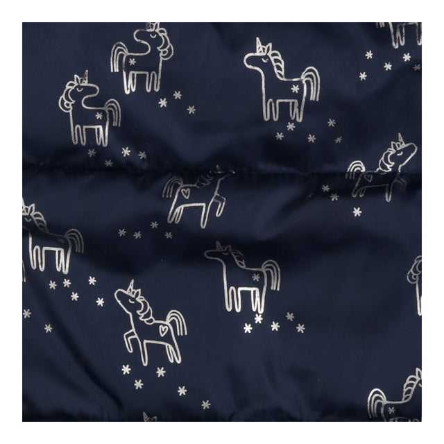 Puffer Coat Fleece Lined Navy Unicorns