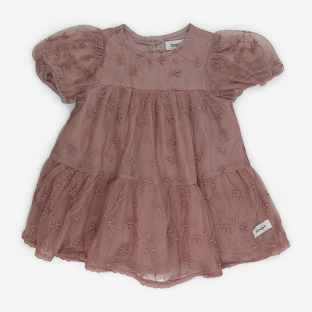 Dress Dusky Pink Layered Tulle with Embroidered Fl