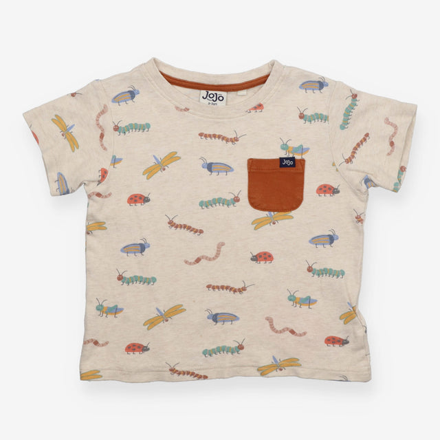 Tee Cream with Bugs Prints and Rust Pocket