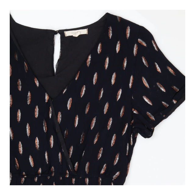 Dress Black V neck Cap Sleeve - Silver and Gold le