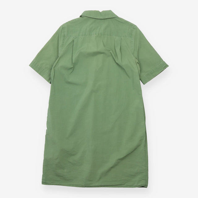 Green 100% Cotton Short Sleeve Shirt Dress