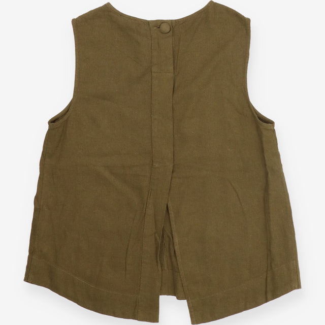 Nobody's Child Khaki Linen Blend Sleeveless Boxy T