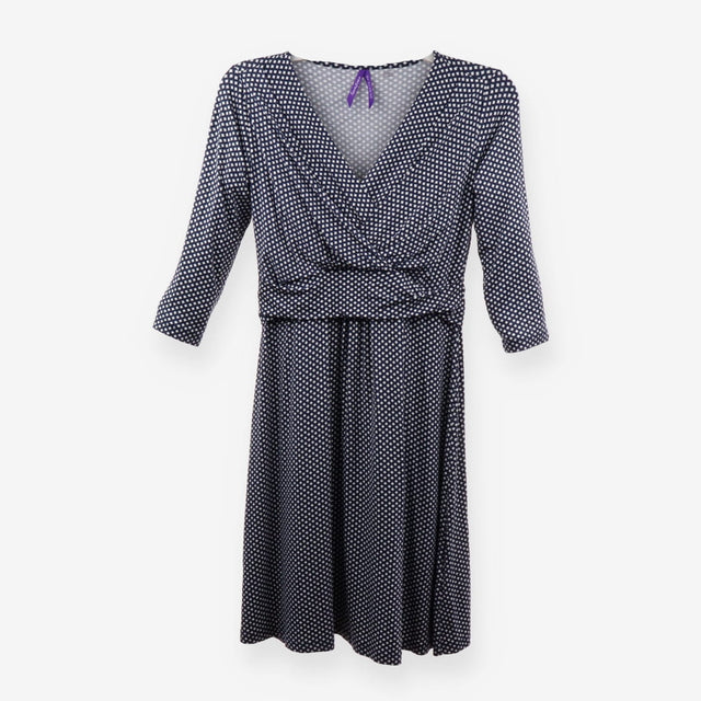 Navy Diamond Print Maternity Nursing Midi Dress