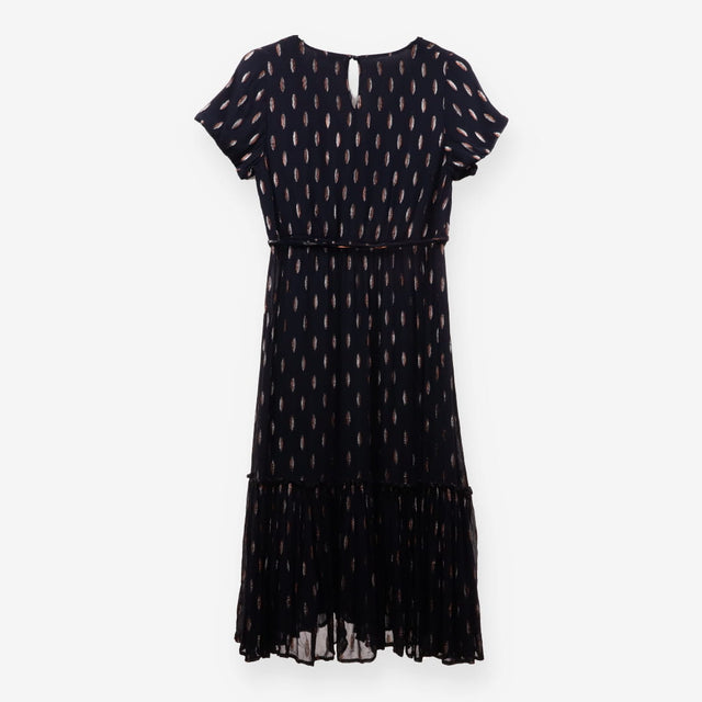 Dress Black V neck Cap Sleeve - Silver and Gold le