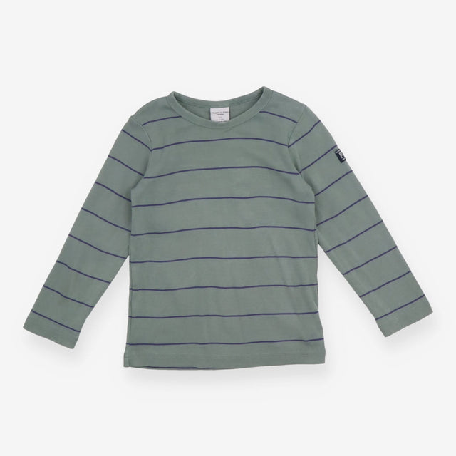 T-Shirt Long Sleeve Green with Blue Stripes