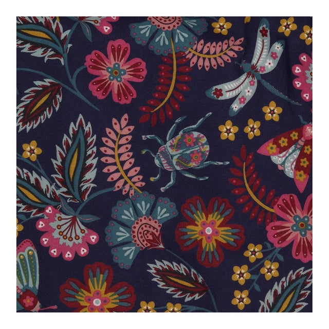 Dress Long Sleeved Navy Autumn Flowers and Insects