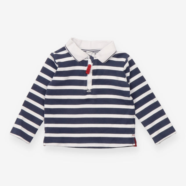Navy Striped Collared Sweater
