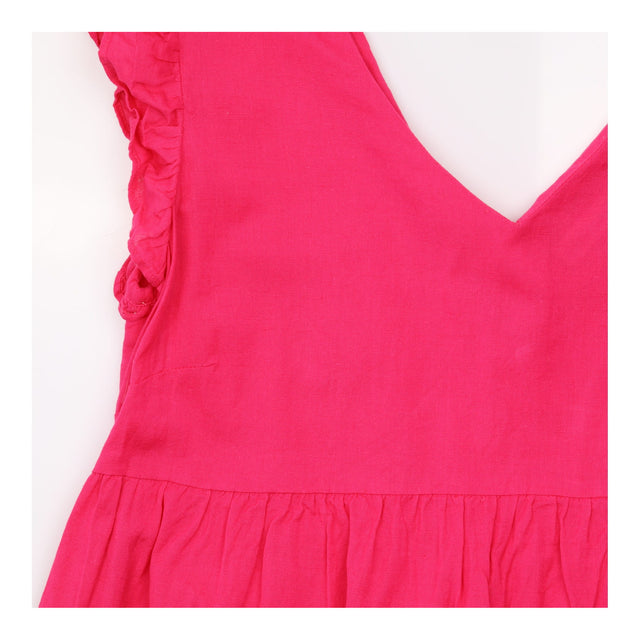 Bright Pink Frill Sleeve Tiered Maternity Dress