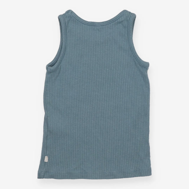Blue Ribbed Vest Top
