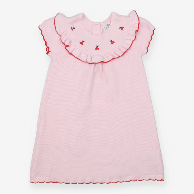 Dress knit pink frill cherries