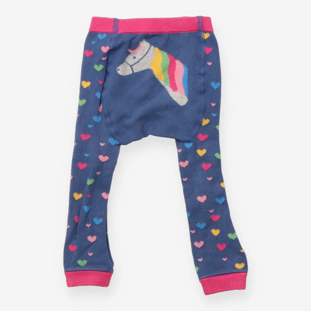 Leggings knit navy rainbow hearts unicorn