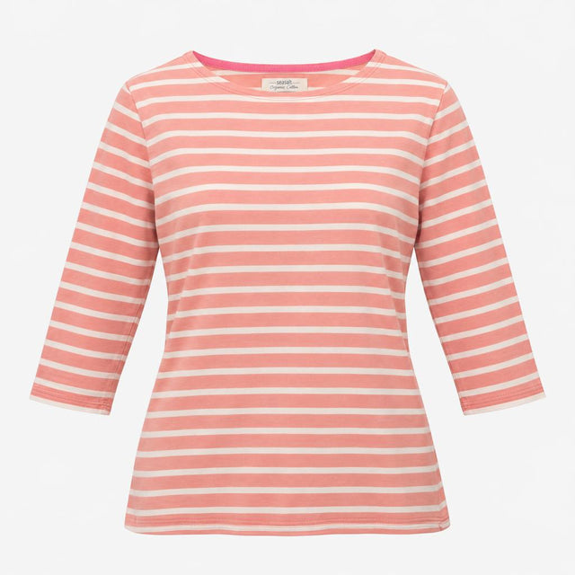 Top Pink Stripe Organic Cotton Long Sleeve Boat Ne