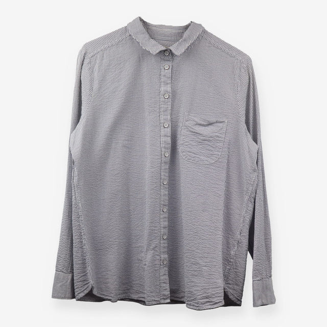 Blue Pinstripe Long Sleeve Cotton Shirt Women's