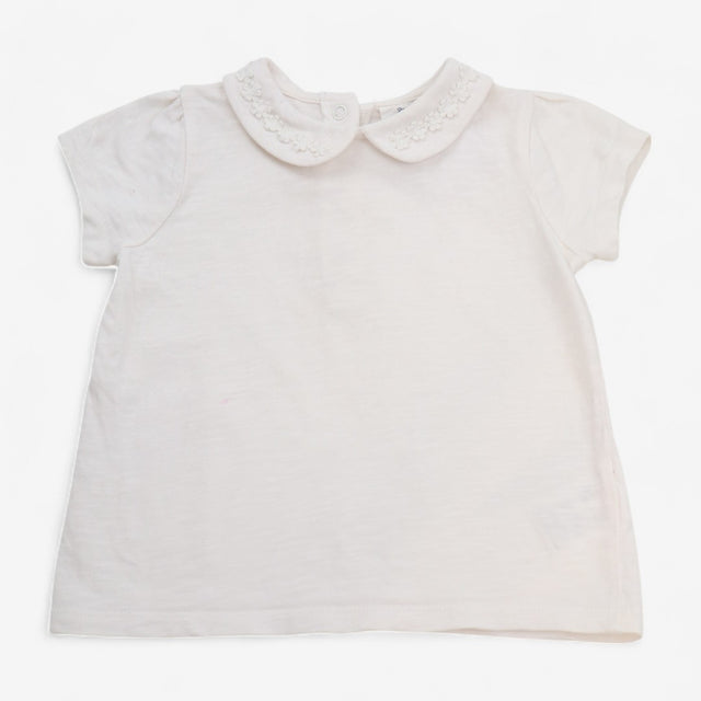 T-Shirt White with Flower Collar