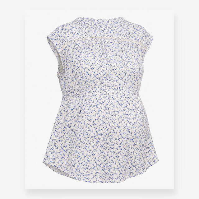 Blue Ditsy Floral Sleeveless Maternity Blouse