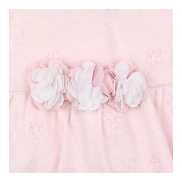 Sleepsuit pink embroidered flowers 3 flowers