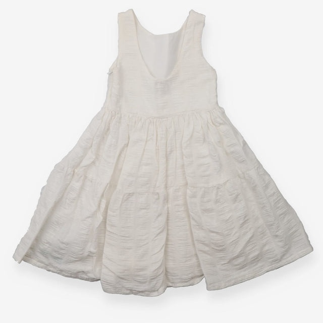 Dress white woven textured