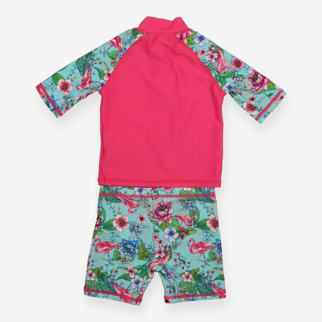 Pink and Blue Floral Swimsuit Two Piece