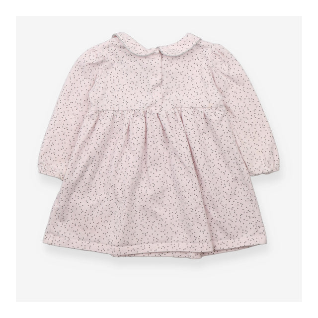 Dress LS pink small stars silver edging