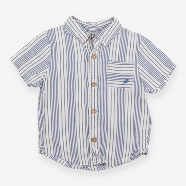 Blue & White Striped Collared Shirt