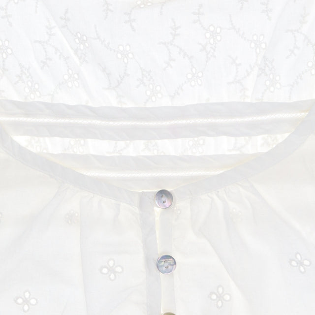 White Cotton Sleeveless Blouse Broderie Lace Boho