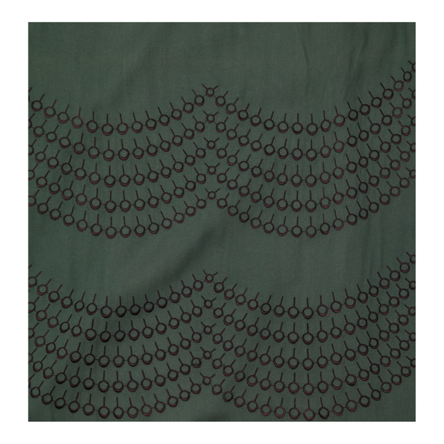 Teal Green Embroidered Scallop Sleeve Shift Dress