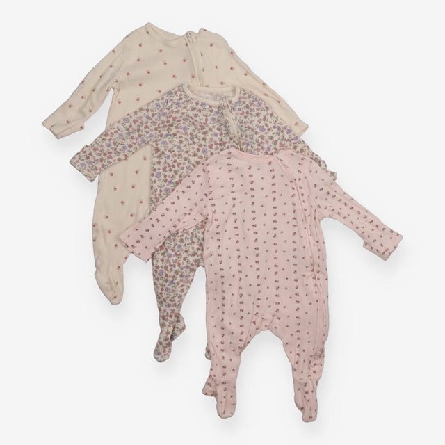 Sleepsuits 3pc pink floral zip