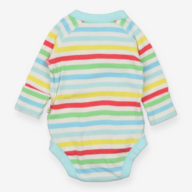 Bodysuit LS wrap stripes pale blue edging