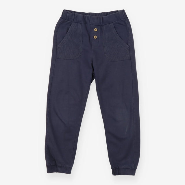 Joggers Navy Ribbed pockets wooden buttons