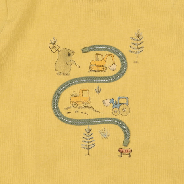 T-shirt long sleeve yellow playful construction