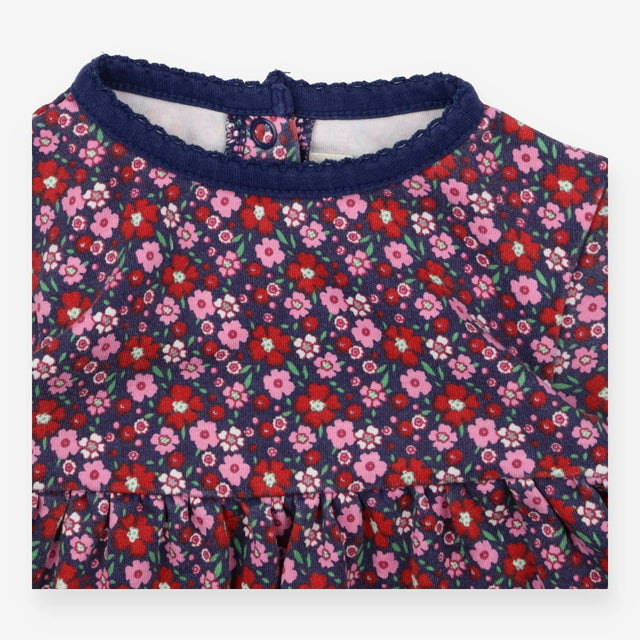 Dress Long Sleeved Navy Pink and Red Floral