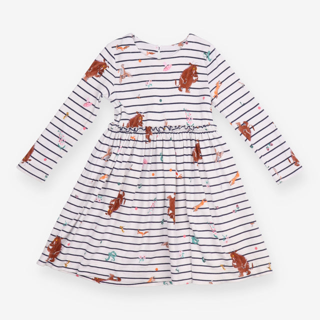 Gruffalo Dress White with Navy Strip