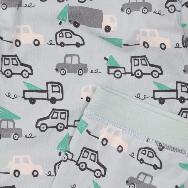 Pyjamas blue vehicles trees