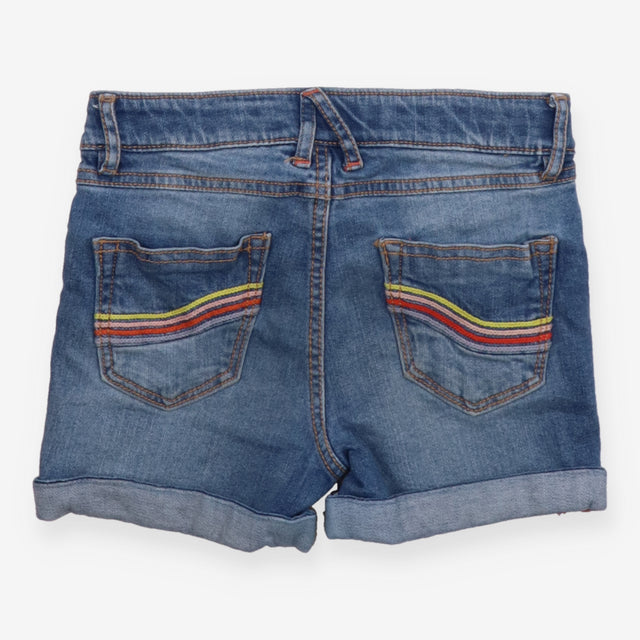 Shorts denim coloured stitching to pocket