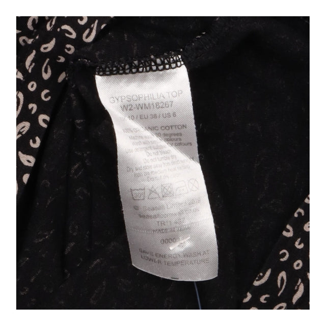 Indigo Cream Leaf Print V Neck Three Quarter Sleev