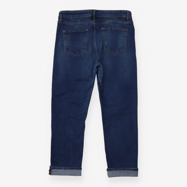 Straight Jeans Mid Blue Stretch Short Length