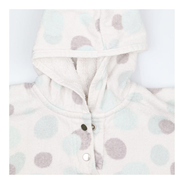 Towelling Baby Poncho White with Grey and Green