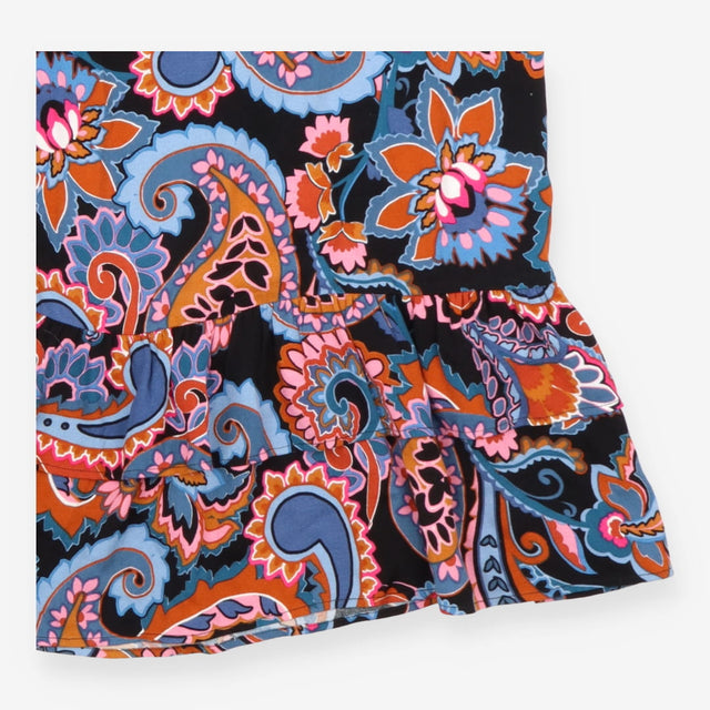 Midi Dress Black Multicolour Large Paisley Print