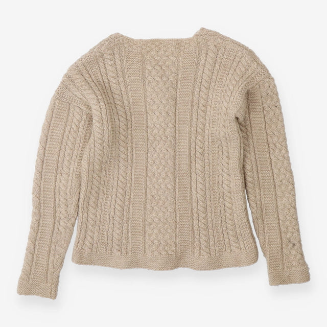 Chunky Wool Cable Knit Cardigan – Beige