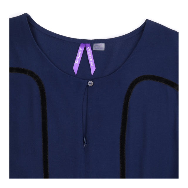 Maternity Dress Blue Velvet Trim Nursing Zip