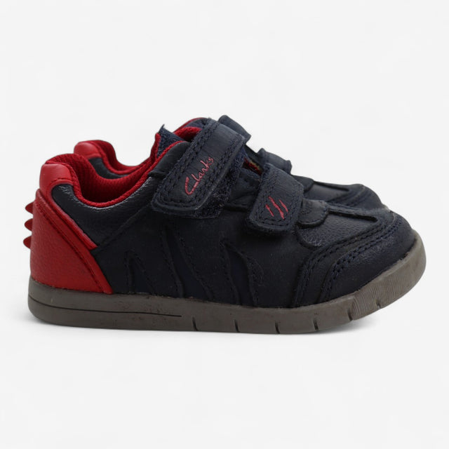 Shoes velcro navy red trim