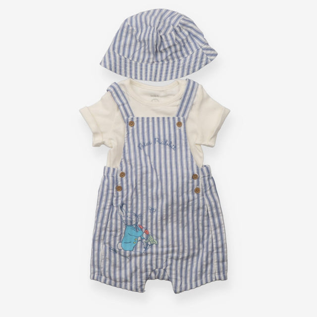 Outfit dungarees stripe shortie cream bodysuit mat