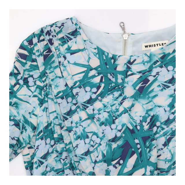 Abstract Silk Blend Ruched Front Shift Dress