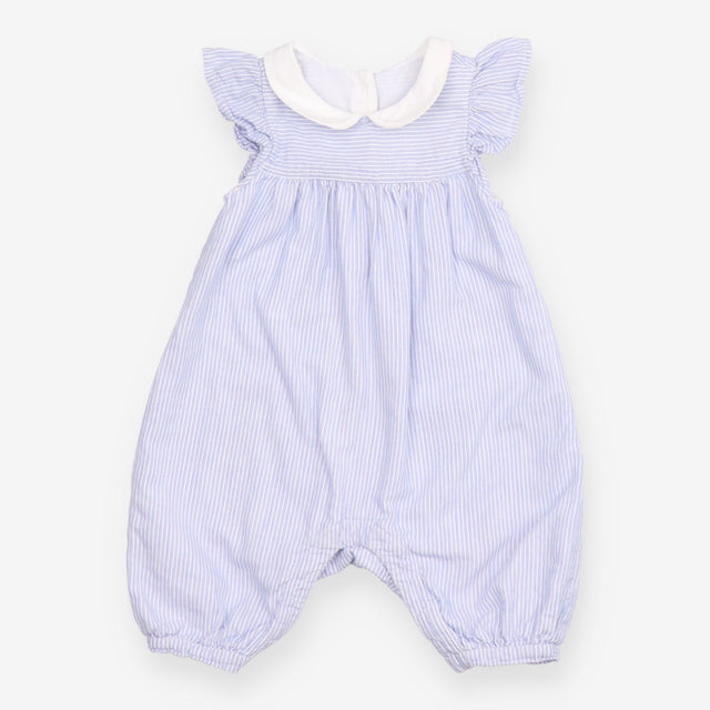 Blue Striped Collared Romper