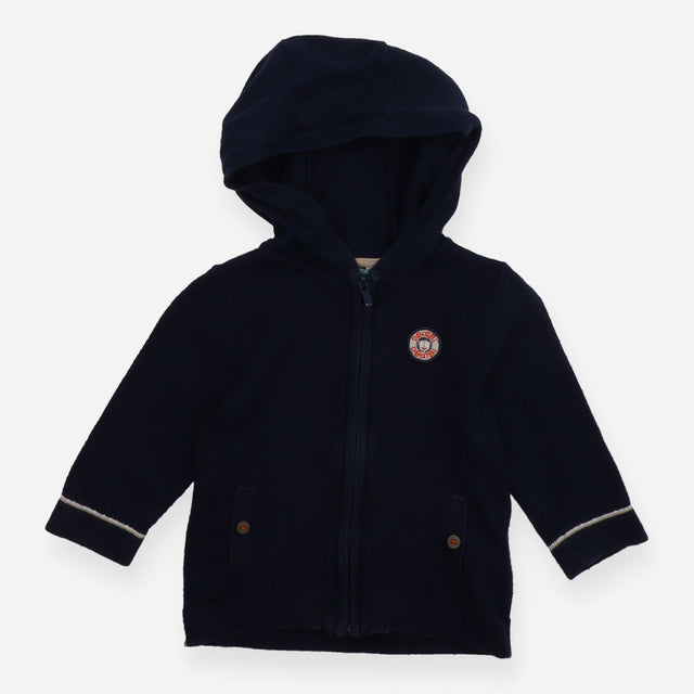 Hooded Cardigan Navy with Button Detail