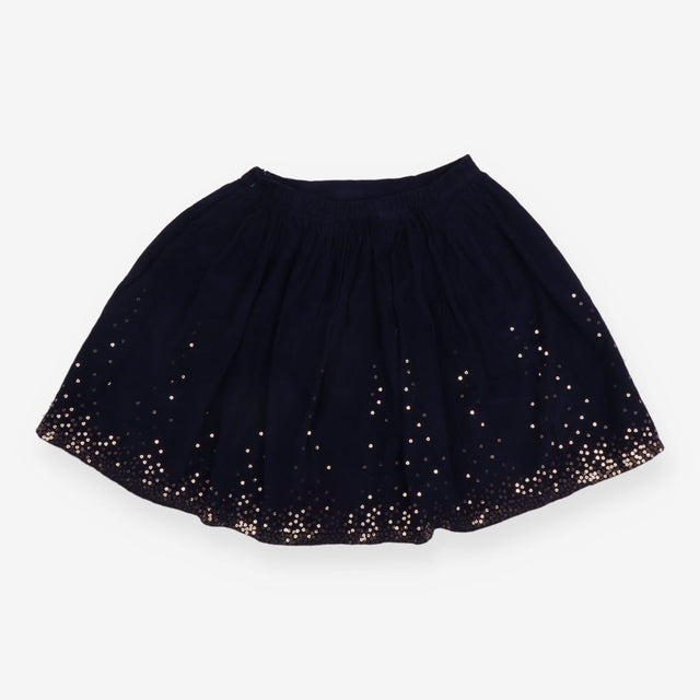 Blue Cord Skirt with Sequins