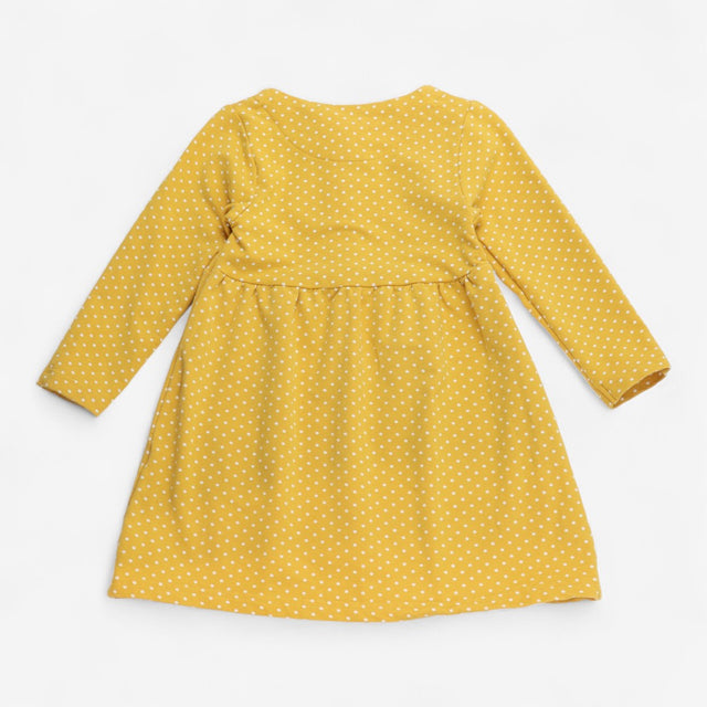 Dress Jersey Yellow with White Spots and Buttons