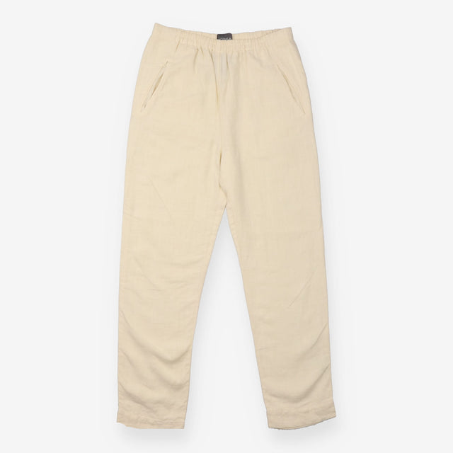Trousers Ivory Pure Linen Relaxed Straight Leg