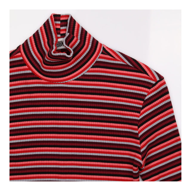 Mini Dress Red Stripe Ribbed Turtleneck Long Sleev