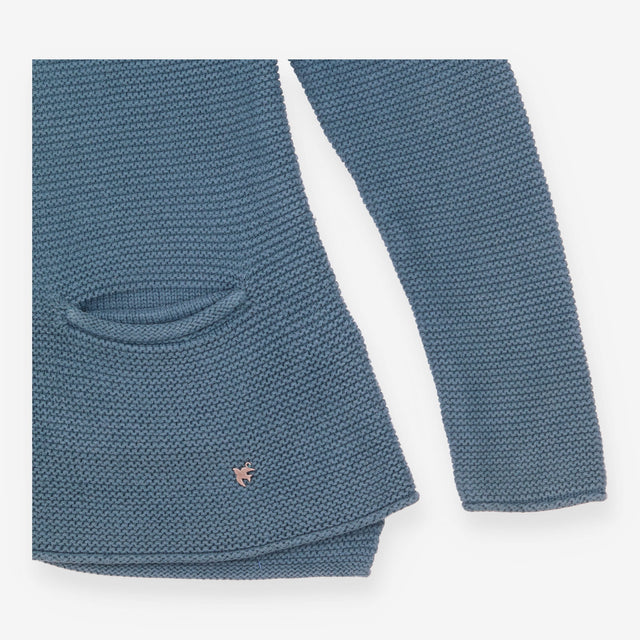 Jumper Teal Green Cotton Knit Pockets Long Sleeve